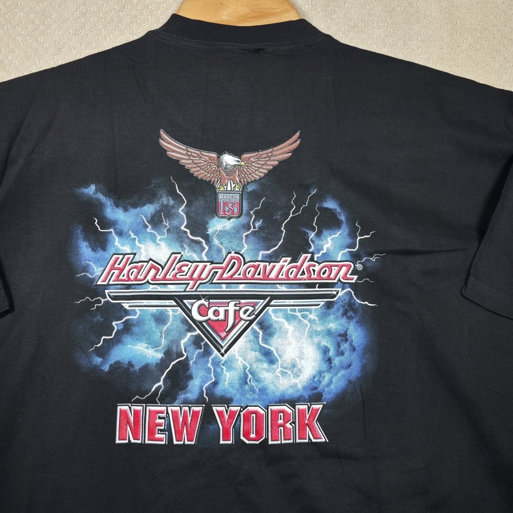 NWT Vintage 90s Harley Davidson Cafe T-Shirt Mens XL USA Made New York Lightning